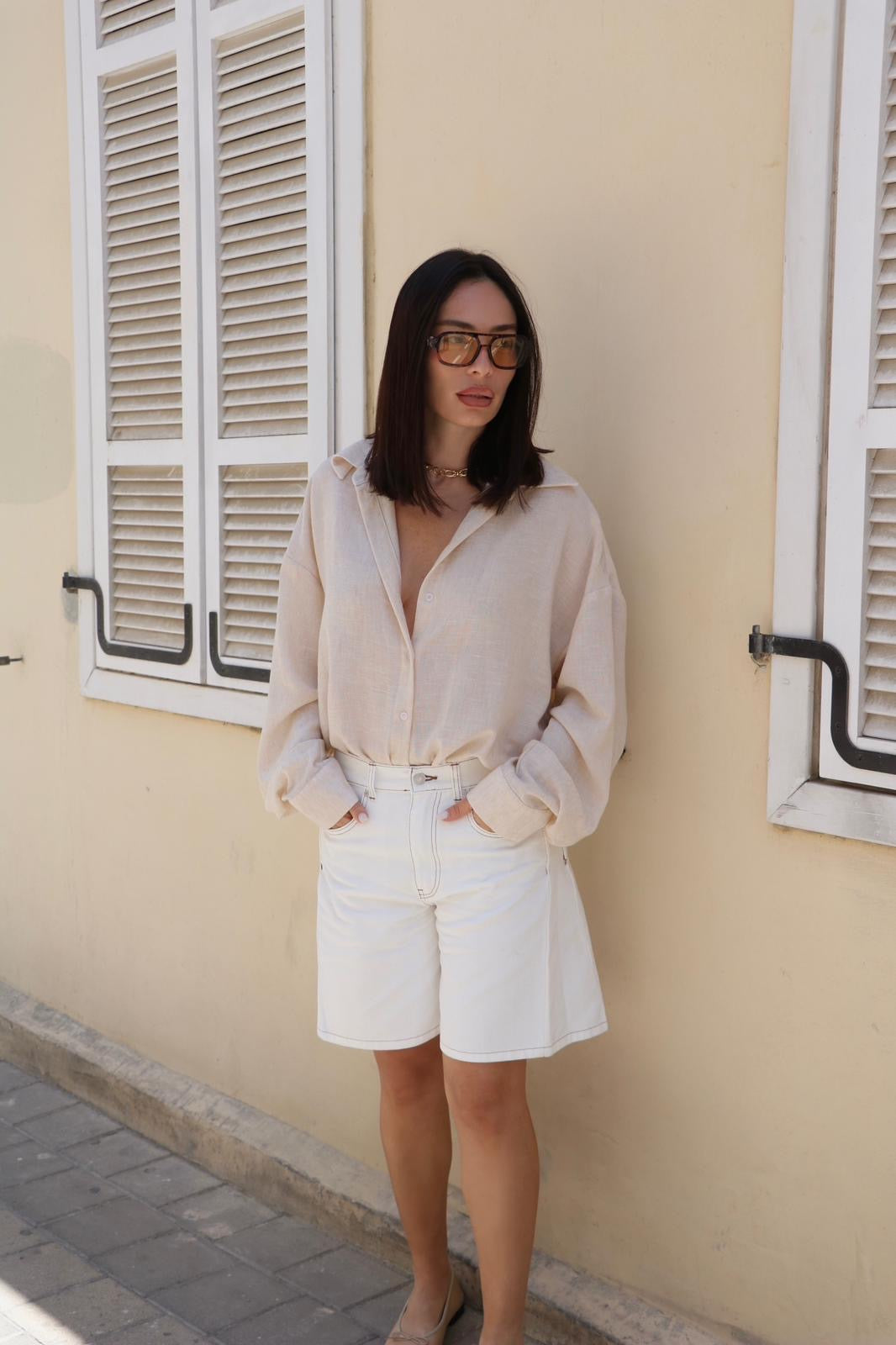 Numéro 260 White Jeans, Brown Stitches